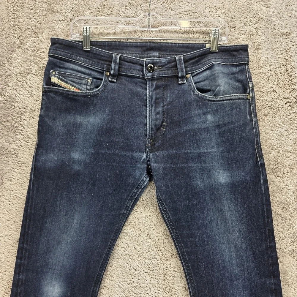 Diesel Jeans Mens 32x30 Blue Thavar Slim Skinny Dark Wash Stretch 0607A